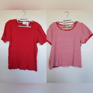 Liz Claiborne Two Short Sleeve Tee Shirts Bundle Women's Size Large